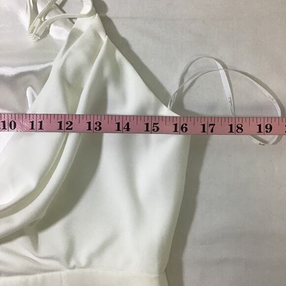 LULU'S SZ L Eternal Promise Ivory Satin Cowl Back Sleeveless Maxi Dress NEW B41 - Picture 5 of 9